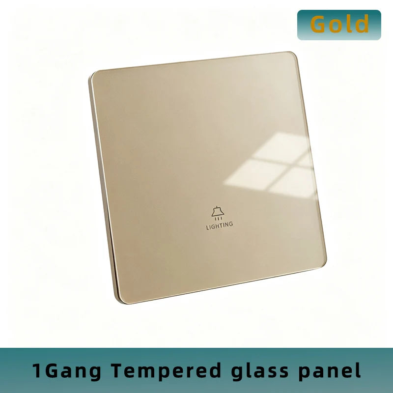 Wall Lamp Switch Panel Tempered Glass International Switch 1/2/3/4 Gang 1/2 Way Steel Rocker Light Switch On/Off Stair Switch