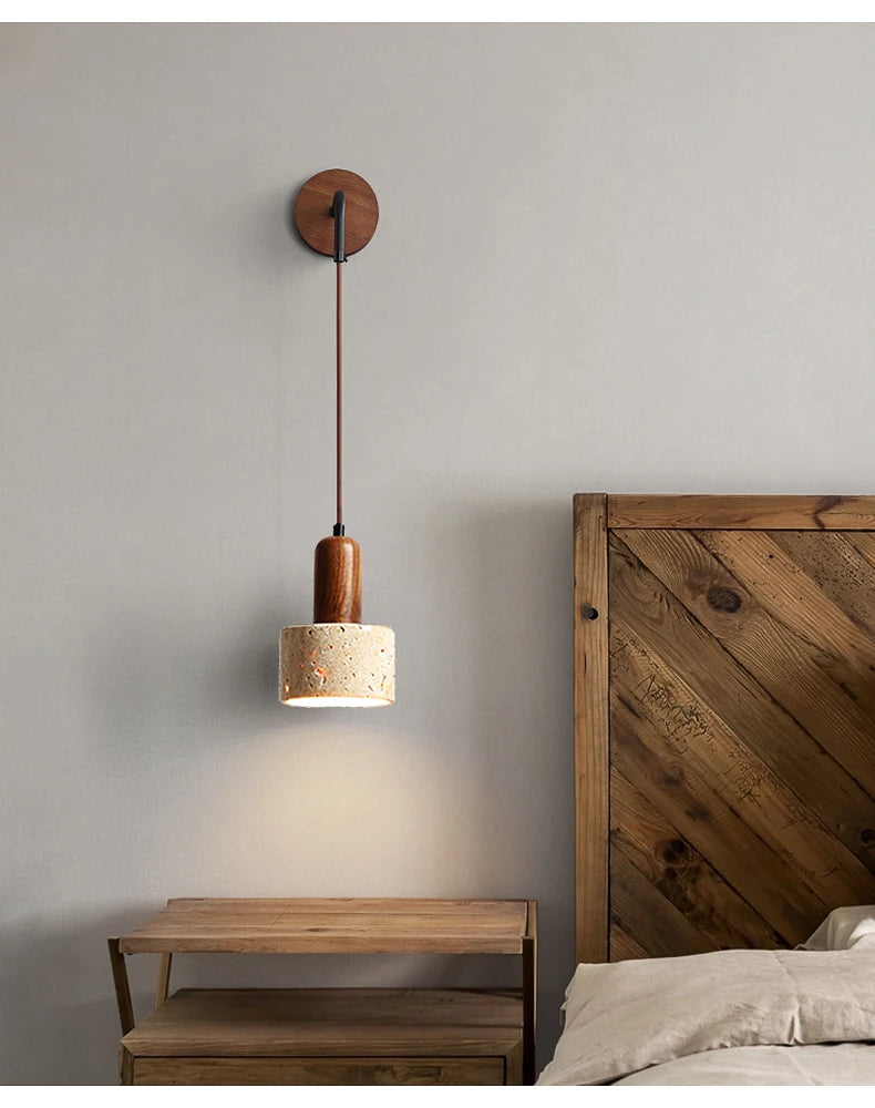 Natural Yellow Marble Led Wall Lamp Japanese Wabi Sabi Home Stay Bedside Decorative Lamp Warm Color Study Restaurant Light