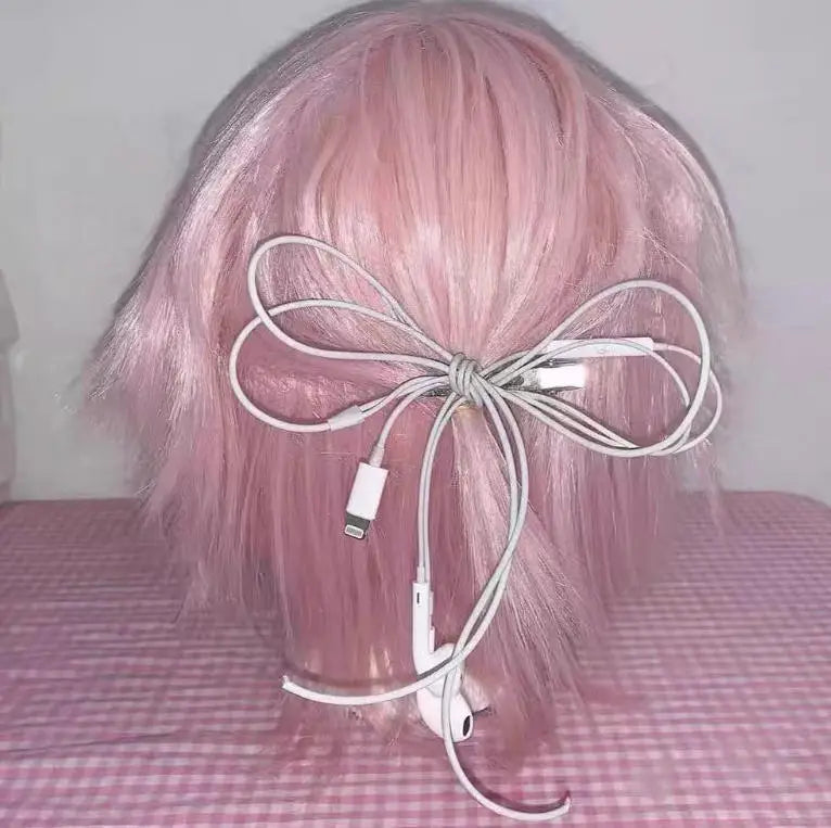 Headphone Wire Bow Hair Clip Korean Fashion Harajuku Cute Upcycled Aesthetic Hair Accessories Girls Hair Pin Hair Accessories