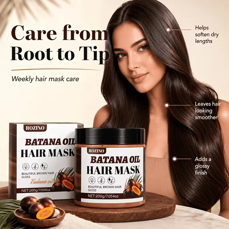 ROZINO Batana Oil Hair Mask 200g, Moisturizing Hair Conditioner for Dry Frizzy Hair, Nourishing Hair Treatment Mask for Smooth Shiny Hair, Deep Conditioning Hair Care, Easy to Use at Home