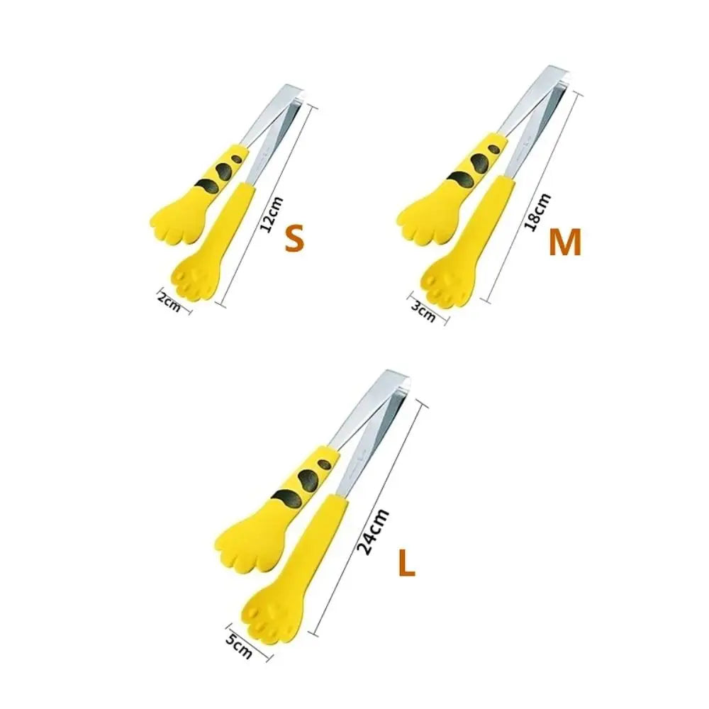 Multifunctional Cat Paw Shape Food Tongs Stainless Steel Kitchen Gadgets Meal Tongs Sandwich Baking Clip Barbecue Tongs
