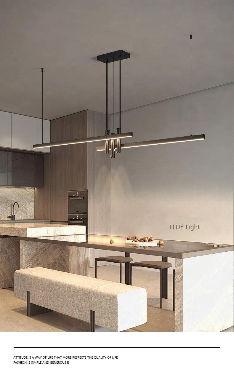 Modern light creative bar counter strip designer lamps LED Pendant Light  for Dining Table Kitchen Chandelier Memory Function