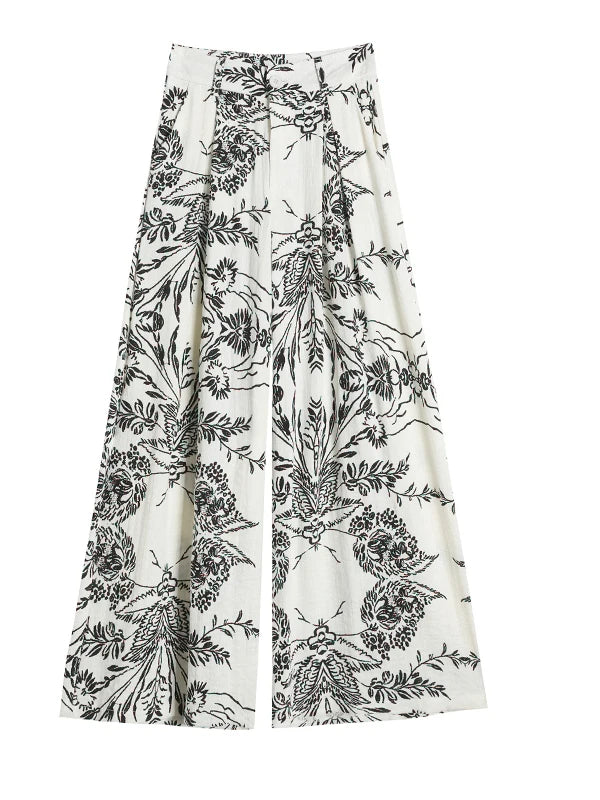 Summer Lazy Sle Wide Leg Pants Loose Floor-Length Ice Silk Women's High Waist Straight Tube Linen Cotton Blend Trousers