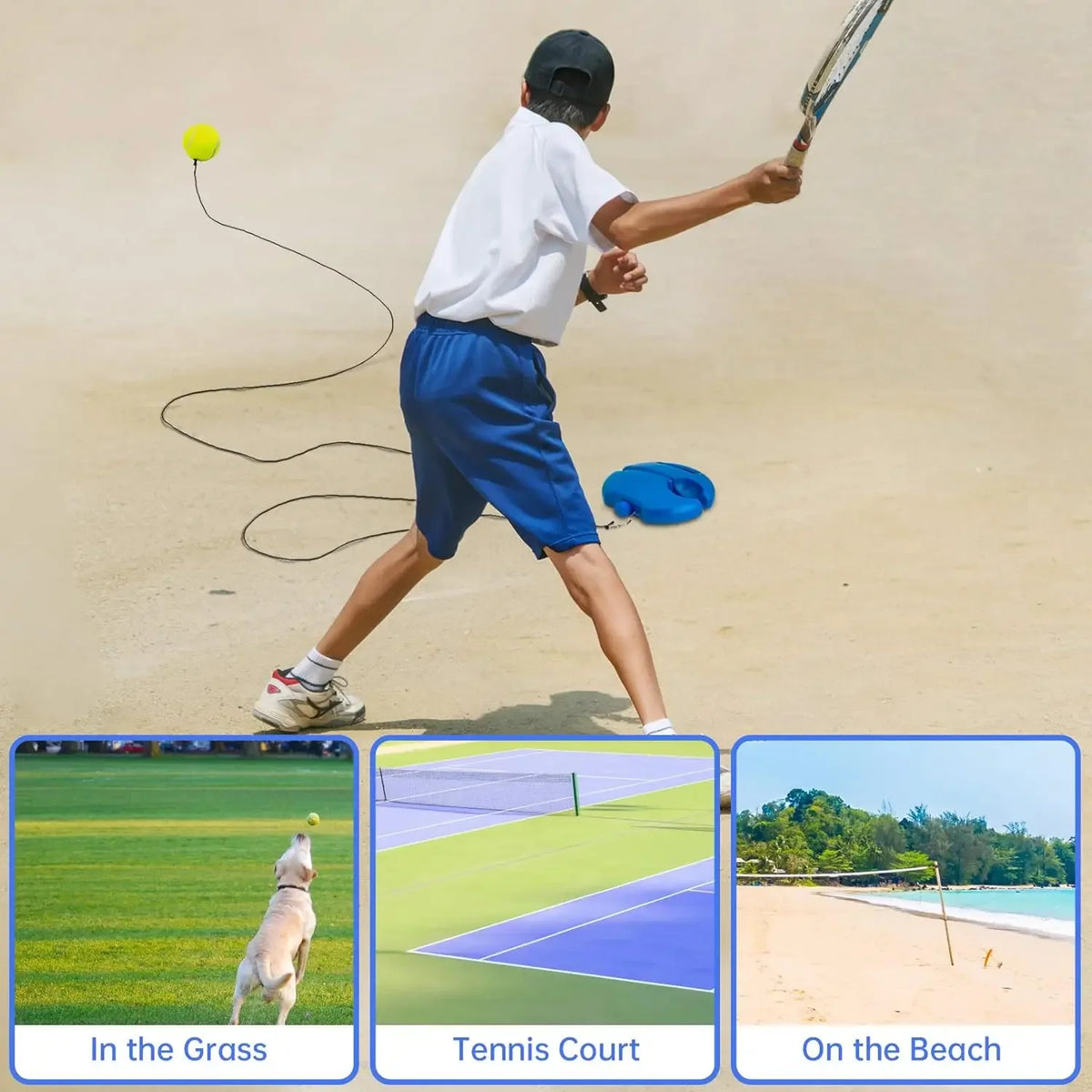 GPortable Tennis Rebounder Kit Tennis Trainer Rebound Ball Solo Training Equipment 1 String Balls for Beginners Exercise