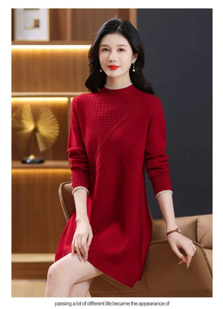 Women's Turtleneck Knitwear Top Long Sleeve Pullover Sweater Woman Clothing Fall Winter Knit Basic Blouse Wool Ladies Sweater