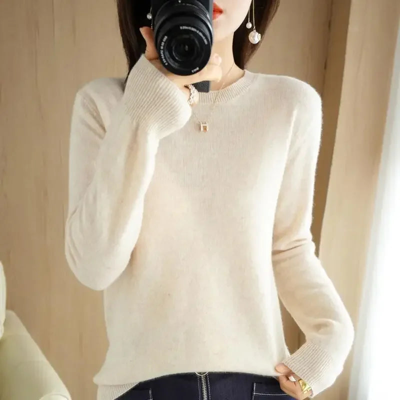 2026 Women Sweater Spring Autumn Long Sleeve O-neck Pullovers Warm Bottoming Shirts Korean Fashion Sweater Knitwear Soft Jumpers