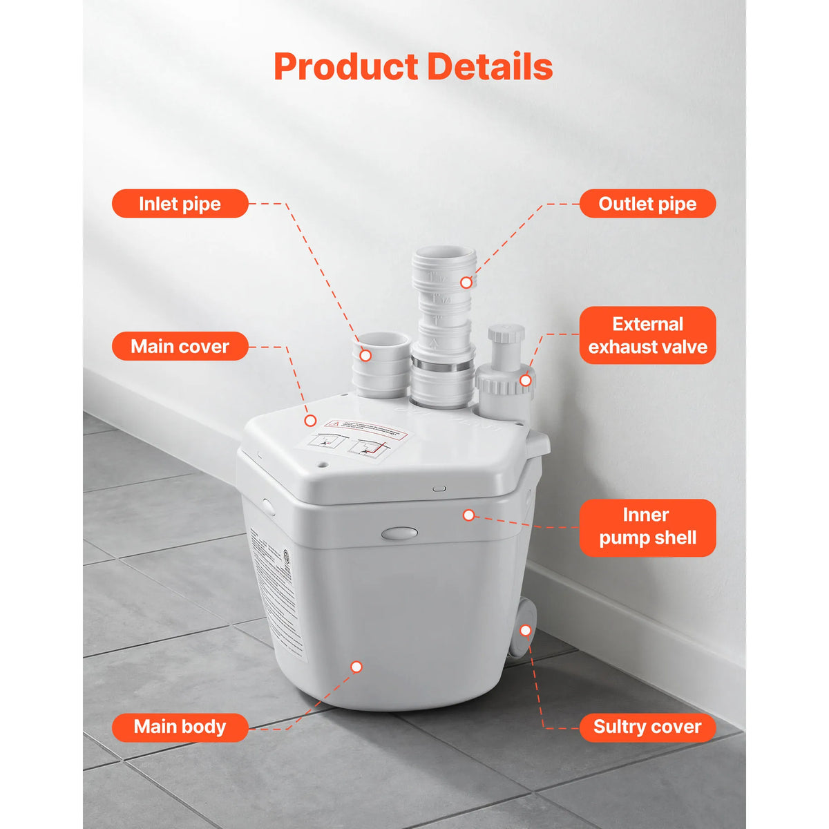 SucceBuy Utility Sink Pump 36 ft 1 HP 2200 GPH with 3 Water Inlets 1 Outlet Aluminum for Sink Shower Wash Bin Kitchen Basement