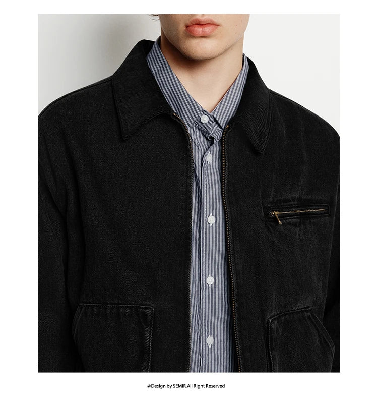 Semir Denim Jacket Men Vintage Detroit Style Workwear Pure Cotton Casual Outdoor Coat 2025 Autumn Winter Fashion