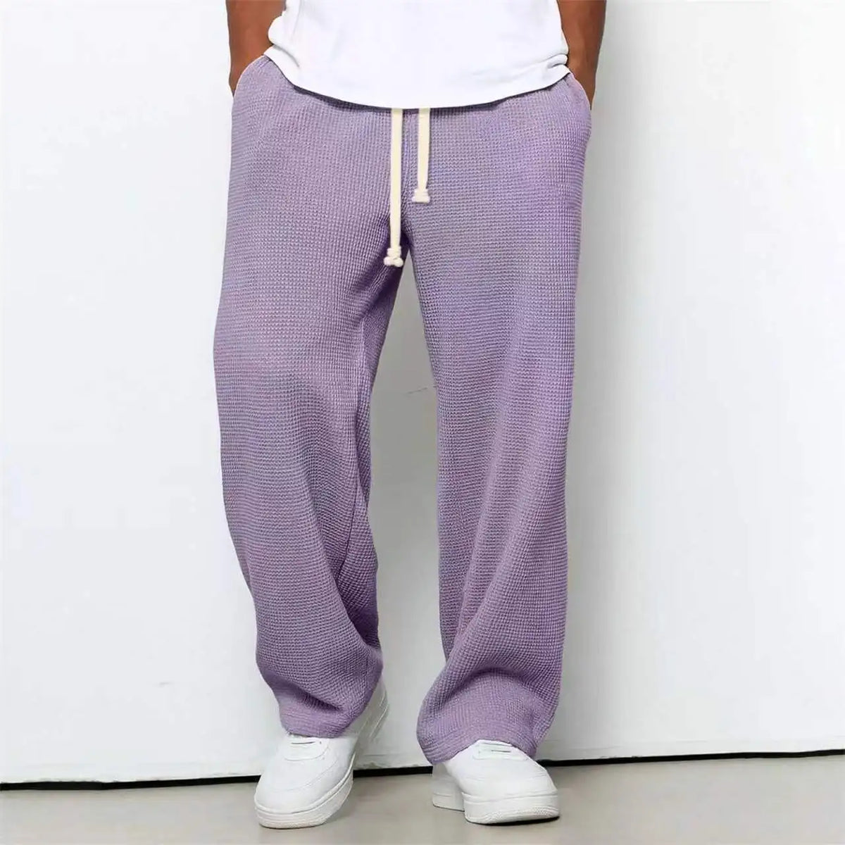 Mens Loose-fit Straight-leg Casual Pants Fashion Korean Wide-leg Sweatpants Outdoor Comfortable Lightweight Long Pants for Male
