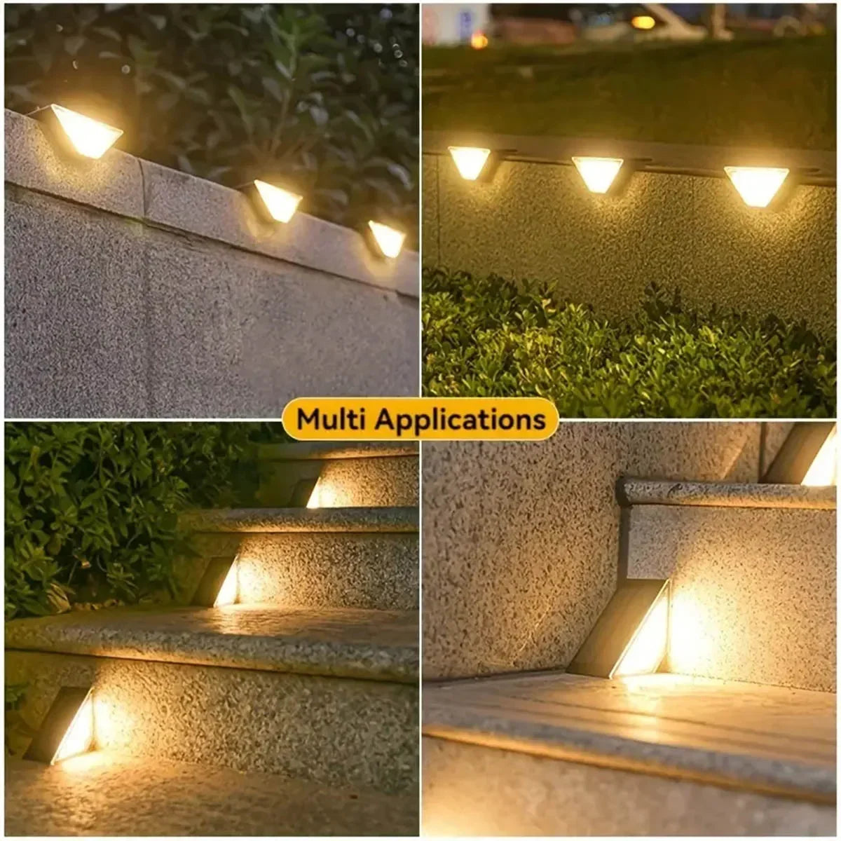 Outdoor Solar Step Lights, Warm White Light,IP66 Waterproof, Auto On, for Patio, Yard, Driveway, Porch Decoration