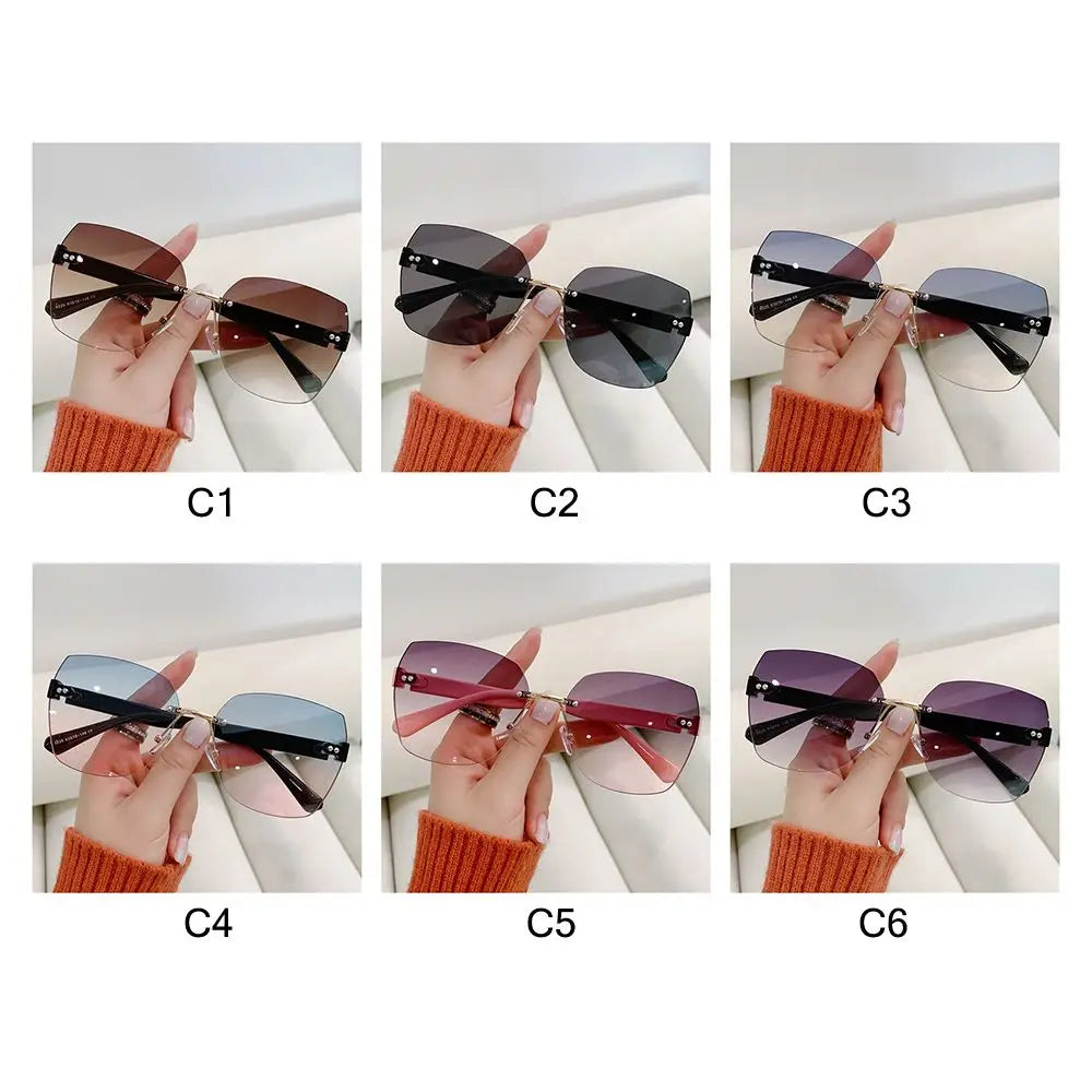 Vintage Rimless Sunglasses 2024 Women Gradient Sunglasses  Summer Shades Fashion UV400  Frameless Sun Glasses Ladies Eyeglasses