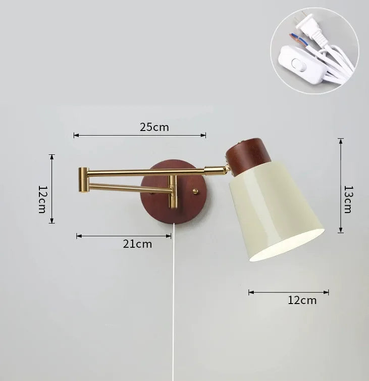 LED Bedroom Bedside Wall Lamp Swing Arm Wall Light Folding Telescopic Study Reading Lamp Study Decor Sconce Lighting