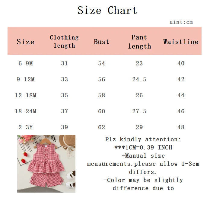 Baby Girl Checkered Top and Pants Set