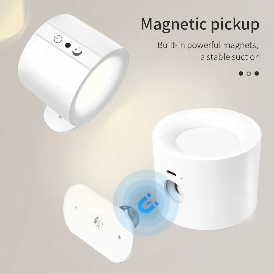 LED Wall Sconces Light Touch Control Double Head Wall Lamp 360 Rotatable 3Colors Wall Lights Wireless Night Lights Bedroom Light