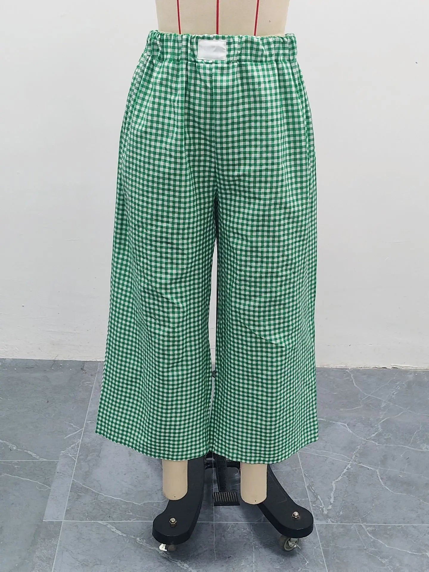 Women's Casual Plaid Wide Leg Pants Summer New Loose Slimming Lazy Long Trousers Comfortable Loose Fit High Waist Pants 2025