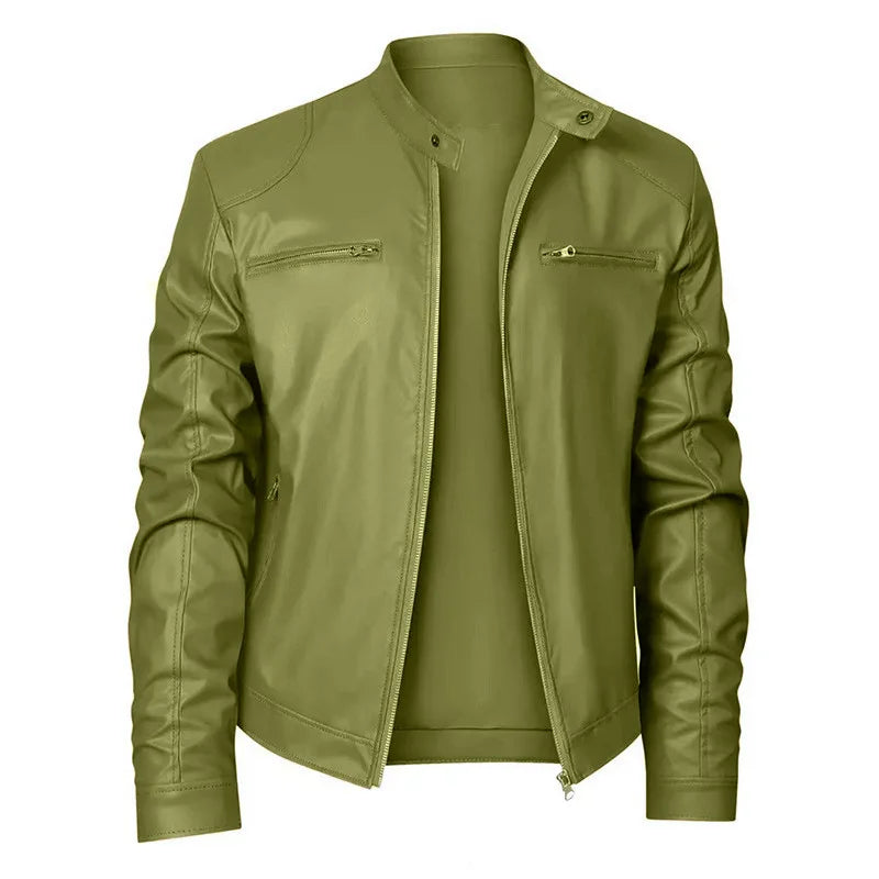 9XL Leather Men's Sports Leather Motorcycle Leather Jacket Stand Up Collar Fashionable Sports Plus Size Autumn Winter Windproof