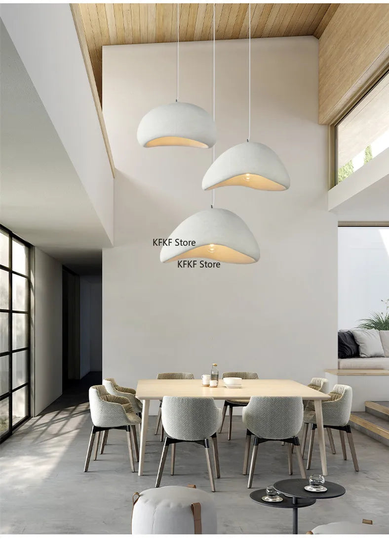 Nordic Wabi Sabi LED Pendant Light E27 Simple Chandelier Cord Suspend Lamp for Dining Room Restaurant Luminarias Fixtures