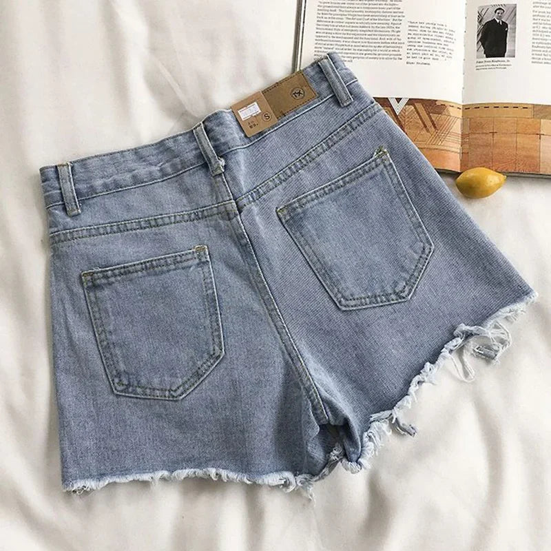 Summer Hot Sale Girls Fashion Denim Shorts Lady Chic Sexy Mini Pants Women Raw Edge High Waist A-line Short Jeans