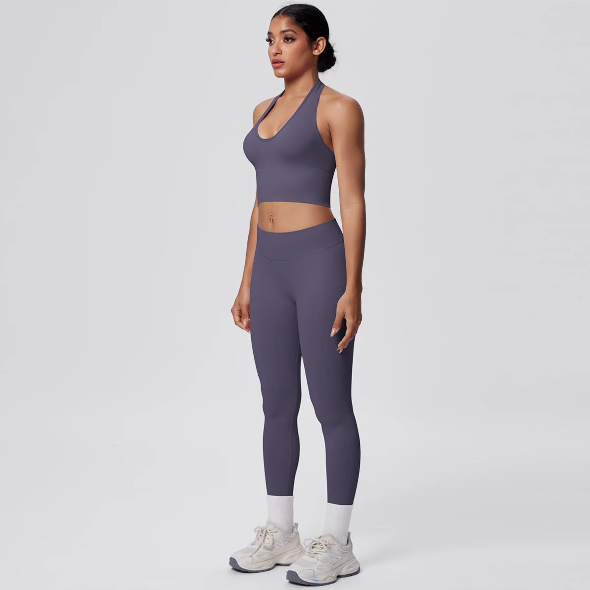 Rooftrellen 2PCS/set Women Gym Sports Yoga Set Breathable Shockproof Workout Top Backless Bra Push Up Fitness Pants Yoga Set