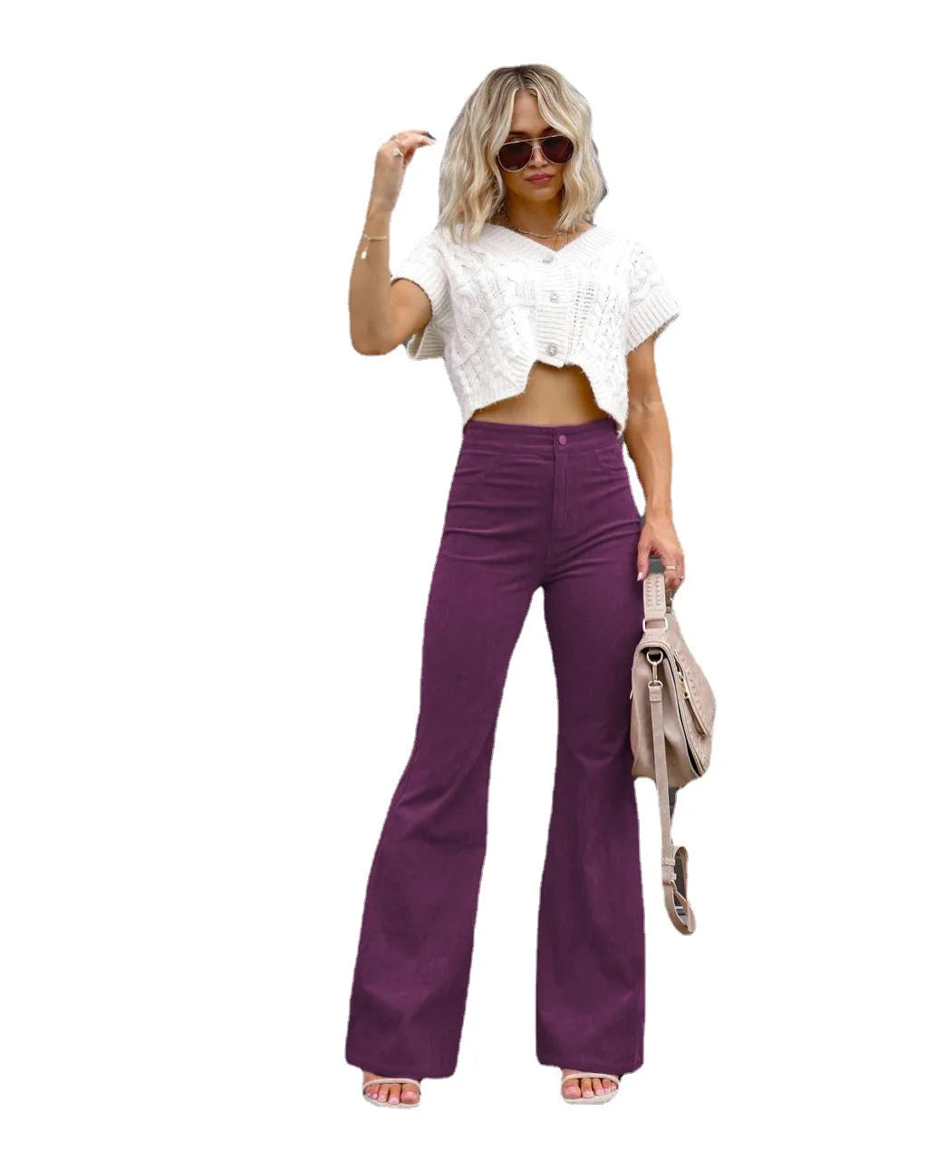 Women's Pants Spring New Elegant Trousers Bootcut Pant Fashion Slim High Waist Casual Trousers Solid Street Long Flare Clothing