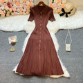 YuooMuoo Brand Fashion Elegant Patchwork Knitted Long Dress Spring Summer Women Luxury Shirt Sweater Dress Lady Party Vestido