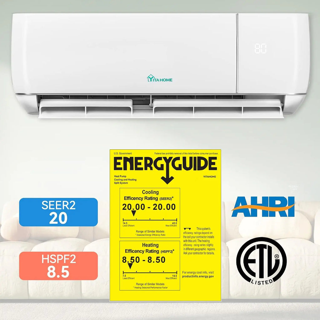 12000 BTU Mini Split AC/Heating System, Ductless Mini Split Air Conditioner Heat Pump,115V 20 SEER2 Energy Efficient, Custom