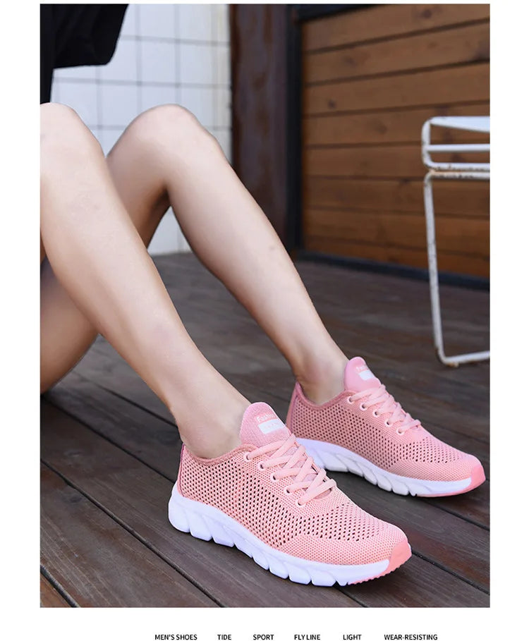 White Mesh Shoes Woman Summer Breathable Flat Sneakers Sports Tennis Shoes for Women Casual  Lightweight Running Shoes Ladies