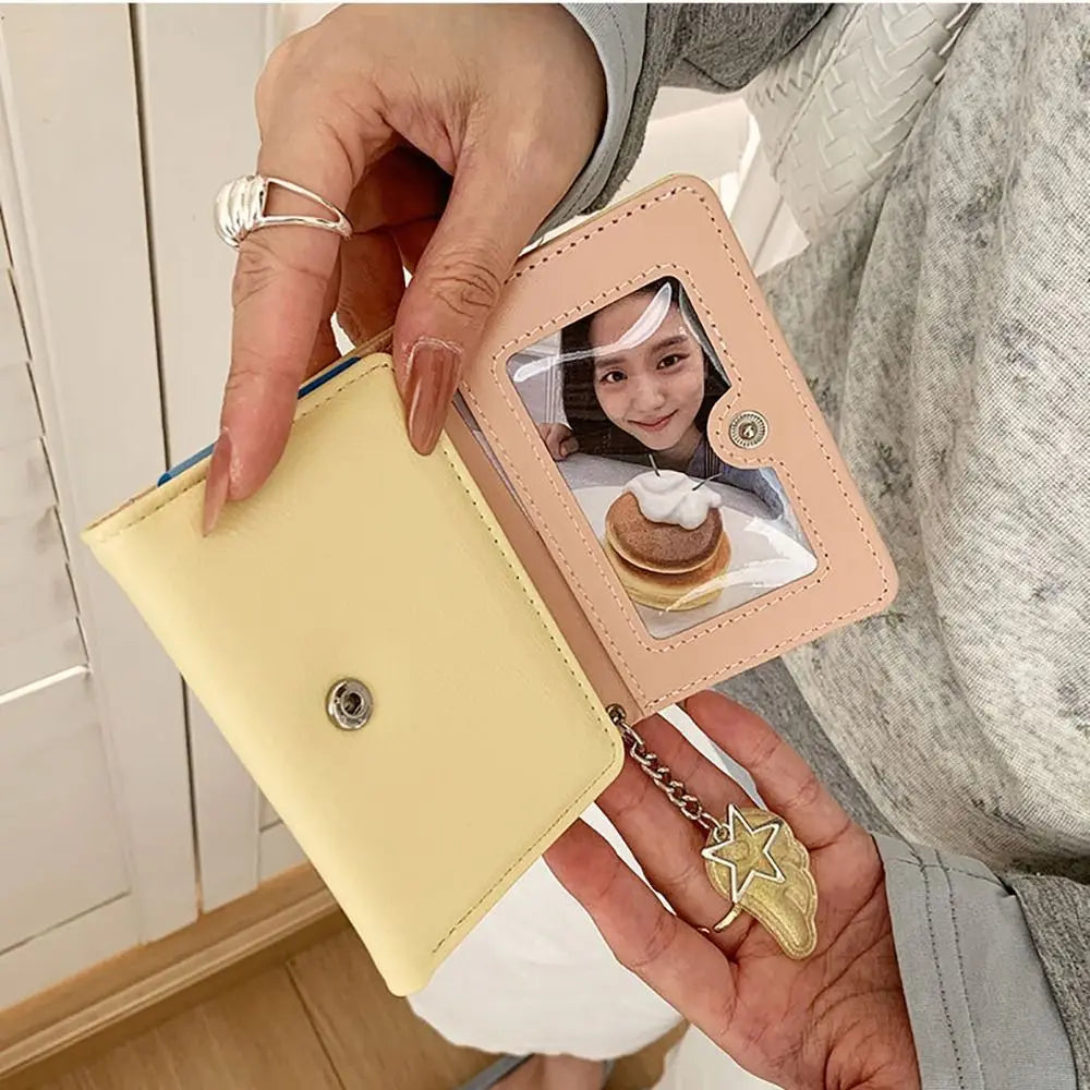 Fashion Y2K Tri-fold Wallet Wing Pendant Star Dot Coin Purse Zipper Clouse Multicolor Women's Wallet for Students