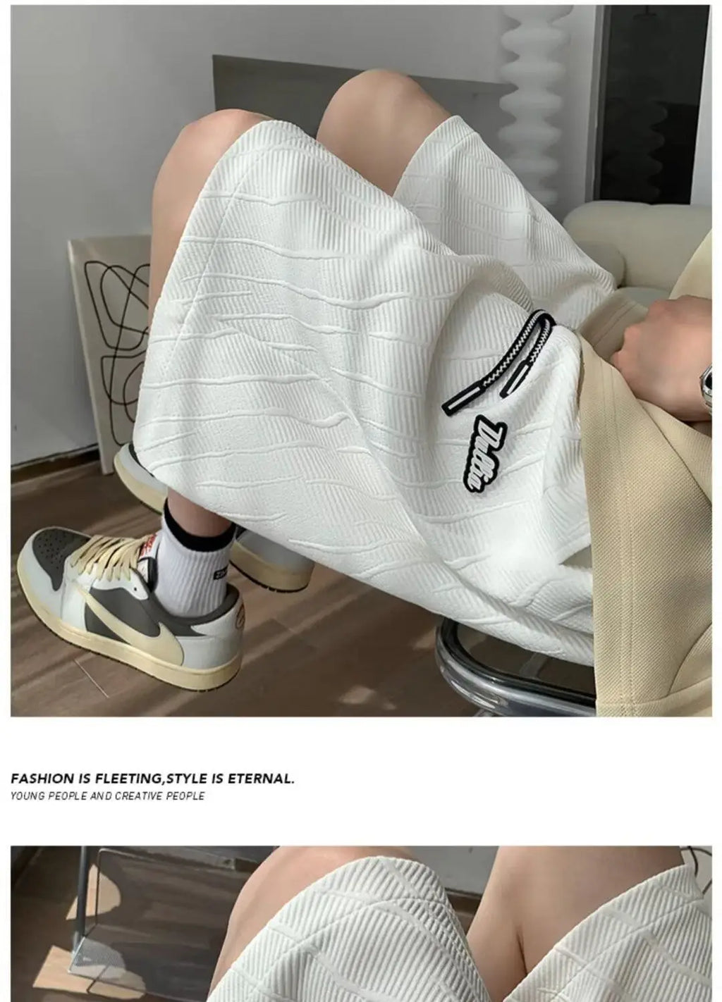 Men's Wide Leg Pants Summer Stripes Loose Casual Trendy Mid-length Pants Comfortable Elastic Waist Fashion Letter Sports Shorts