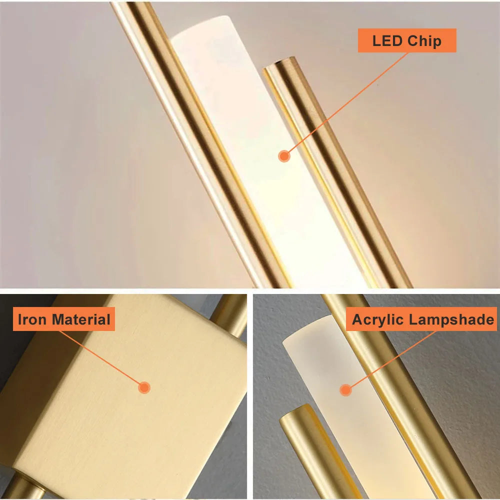Modern luxury LED wall lights, living room, bedroom, staircase, background wall decoration, wall lights, bedside study lights