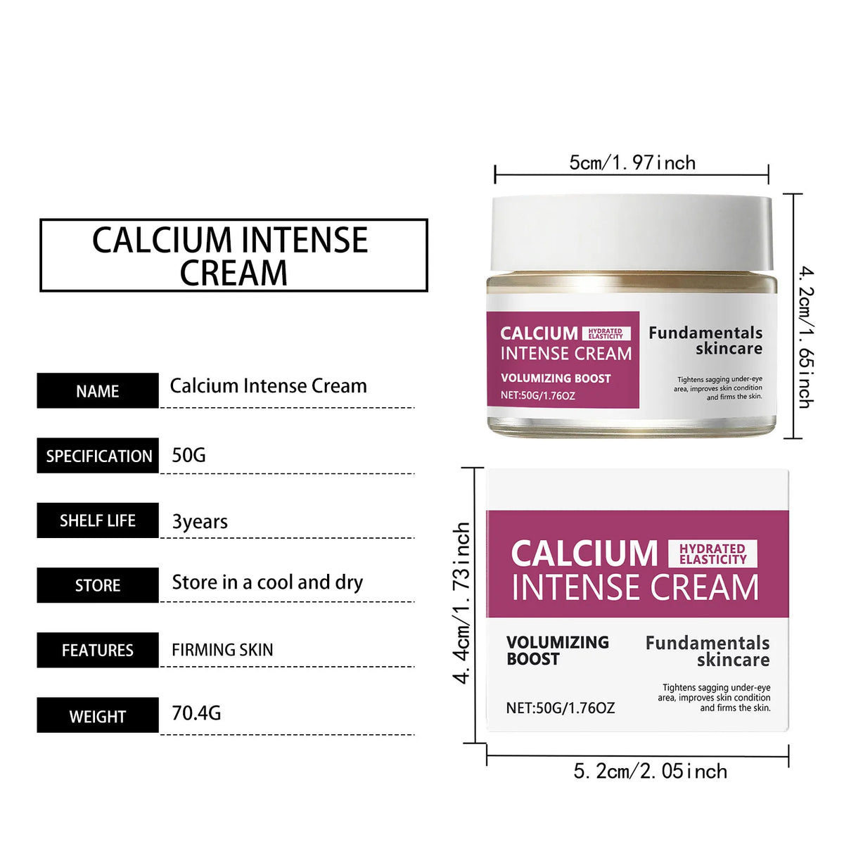 Calcium Intense Cream,Calcium Volume Cream | Lifting Firming Sagging Skin Anti-Aging Deep Wrinkle Treatment Plumping Face Cream