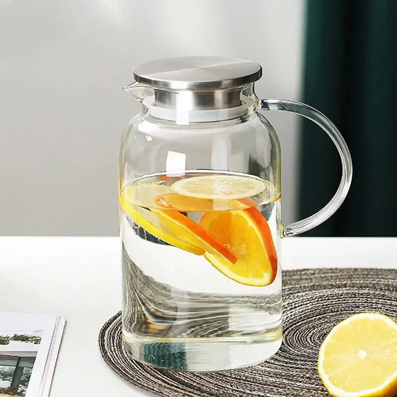 Heat Resistant Glass Cold Water Jug, Fruit Juice Pitcher, Coffee, Afternoon Tea, Flower Tea Pot, Large, Household Drinkware