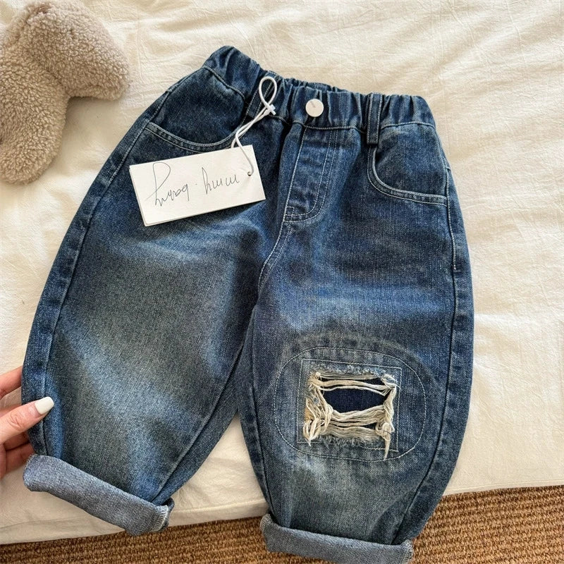 1 2 3 4 5 6 7 Years Boys Denim Pants Spring Autumn Casual Kids Pants Hole Birthday gift Fashion Boys Outdoor Children Clothing