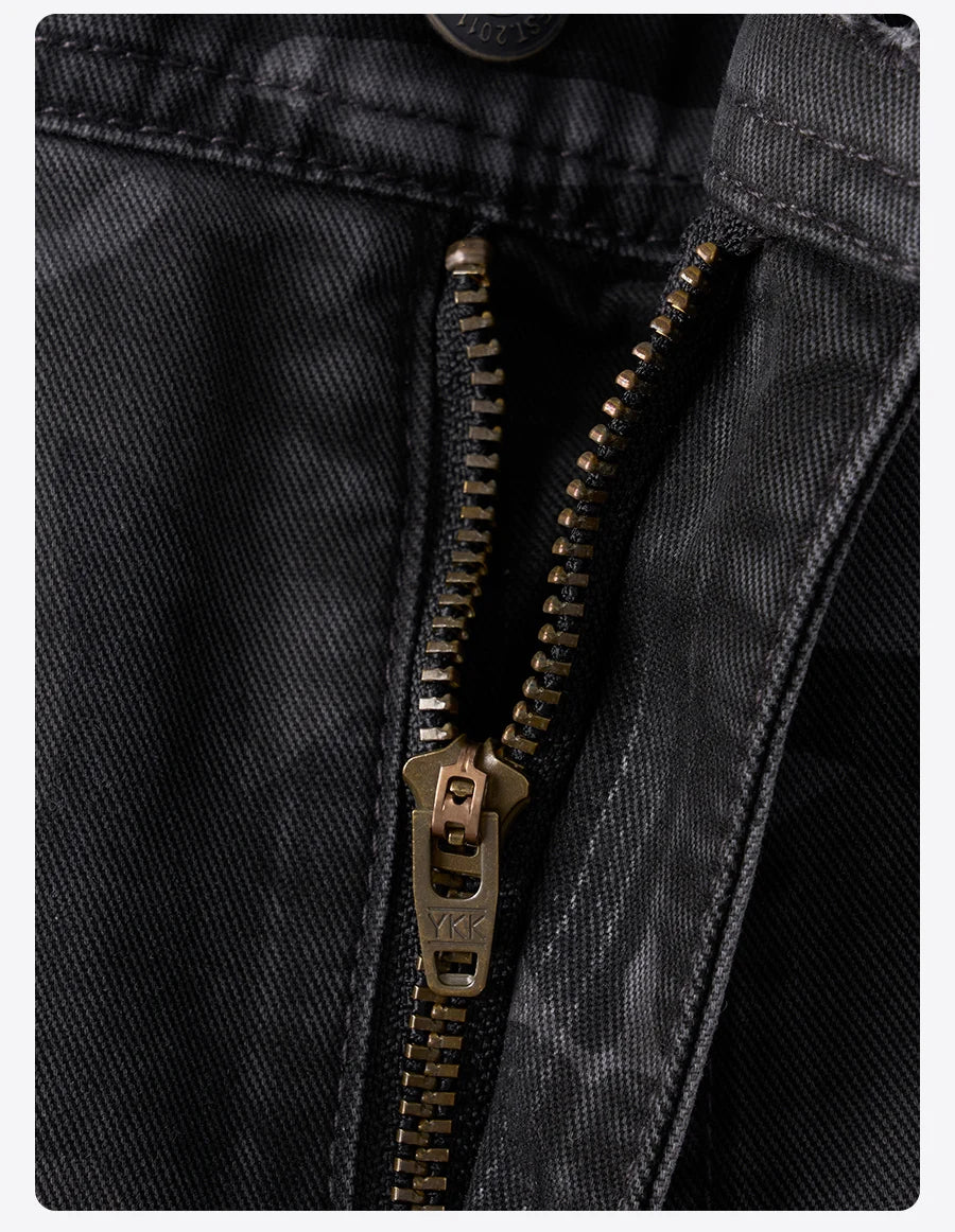 SIMWOOD 2026 Autumn Winter New Loose Straight 300gsm 100% Cotton Fabric Camouflage Cargo Pants Washed Vintage Outdoor Trousers
