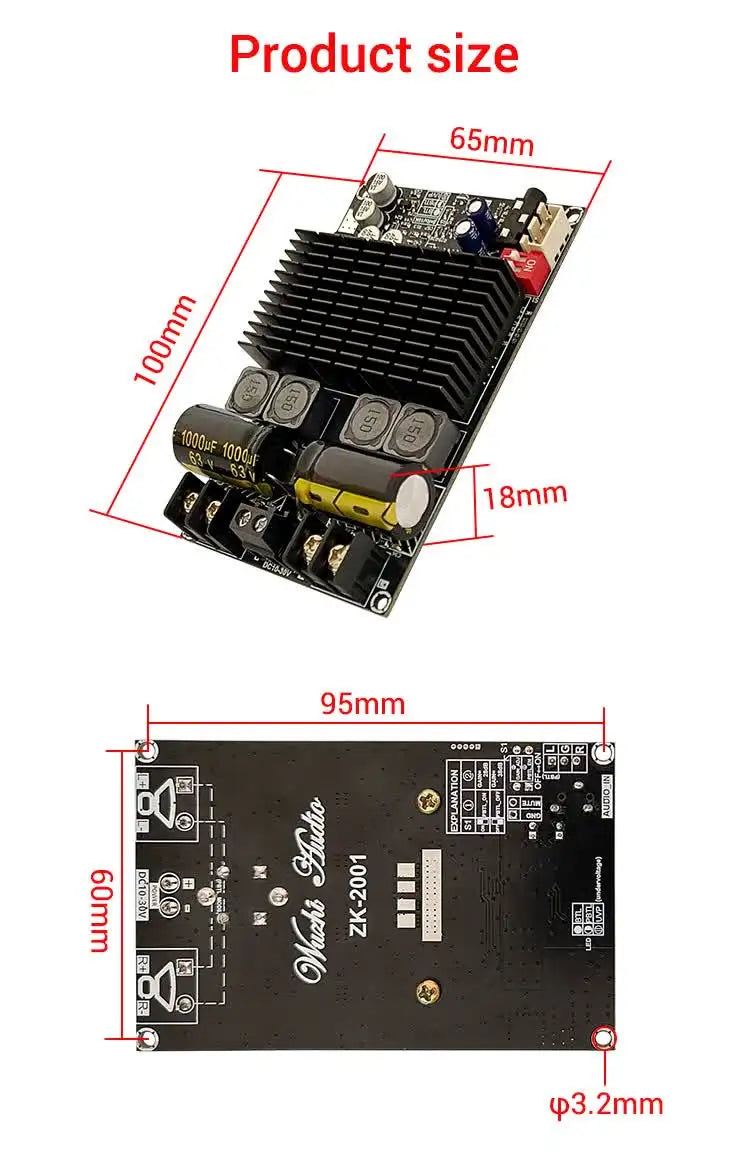 2*100W TPA3221 Stereo Digital Class D Amplifier Board High Power PBTL Mono 200W Audio AMP