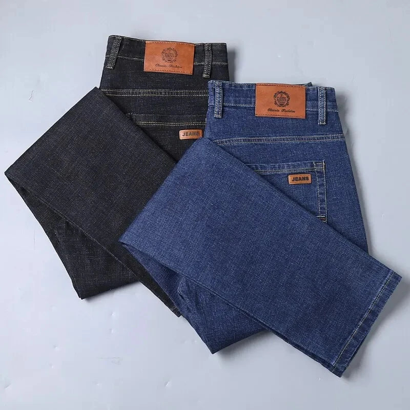 Men's Casual Straight Stretch Jeans 2026 Spring Autumn New Classic Blue Black Work Denim Trousers Fashion Male Brand Clothing