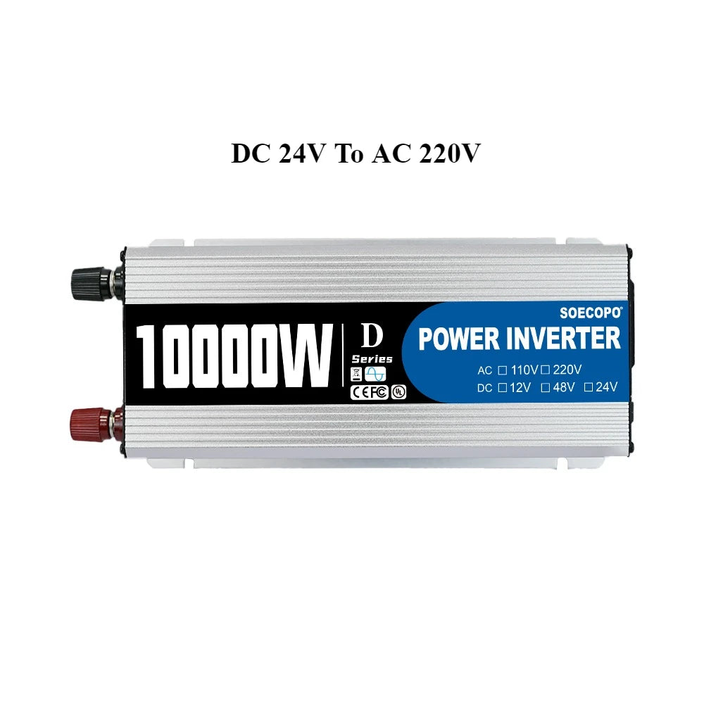 10000W Inverter 12v24v48V DC to 220VAC for Microwave/Drill/Medical Equipment Overload Alarm Construction/Truck/Farm Off-Grid Use