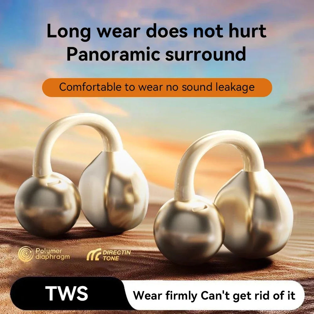 OWS Wireless Headphones Fone Bluetooth Headset With Mic Handsfree Noise Canceling Earphones Clip Ear Music Sports Gaming Earplug
