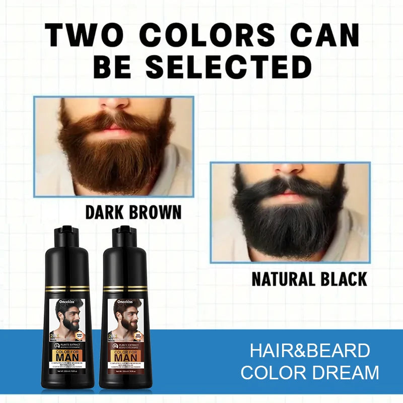 200ml Long-Lasting Natural Permanent Beard Dye Shampoo for Men, White and Gray Beard Hair,Beard Dye Shampoo for Men Natural Hair