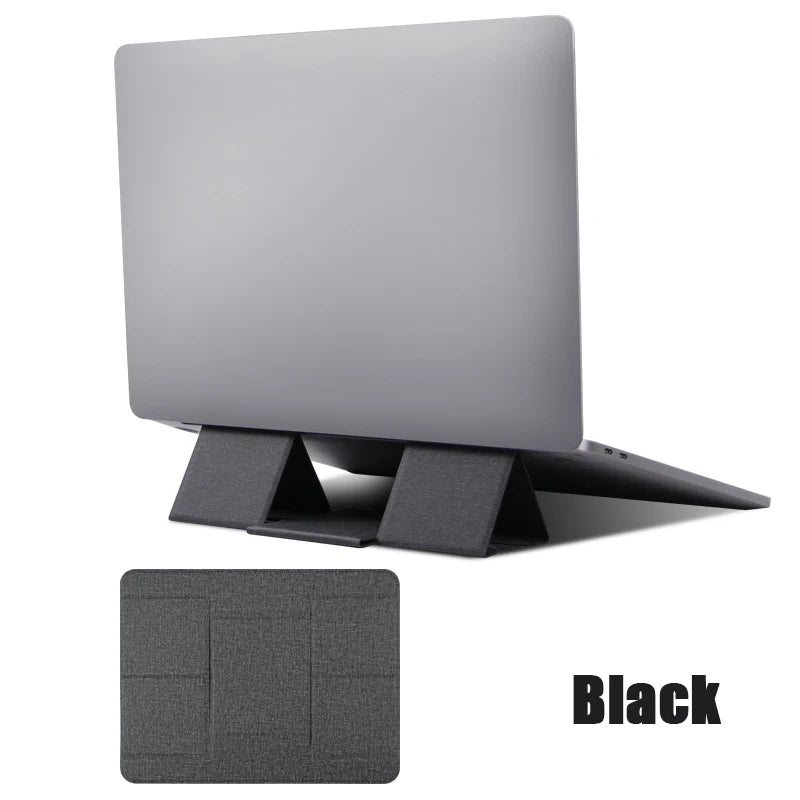 Portable Laptop Holder Desk Folding Desk Support PU Leather Stand Laptop Expansion Cooling Laptop Adjustable Stand Rack Bracket