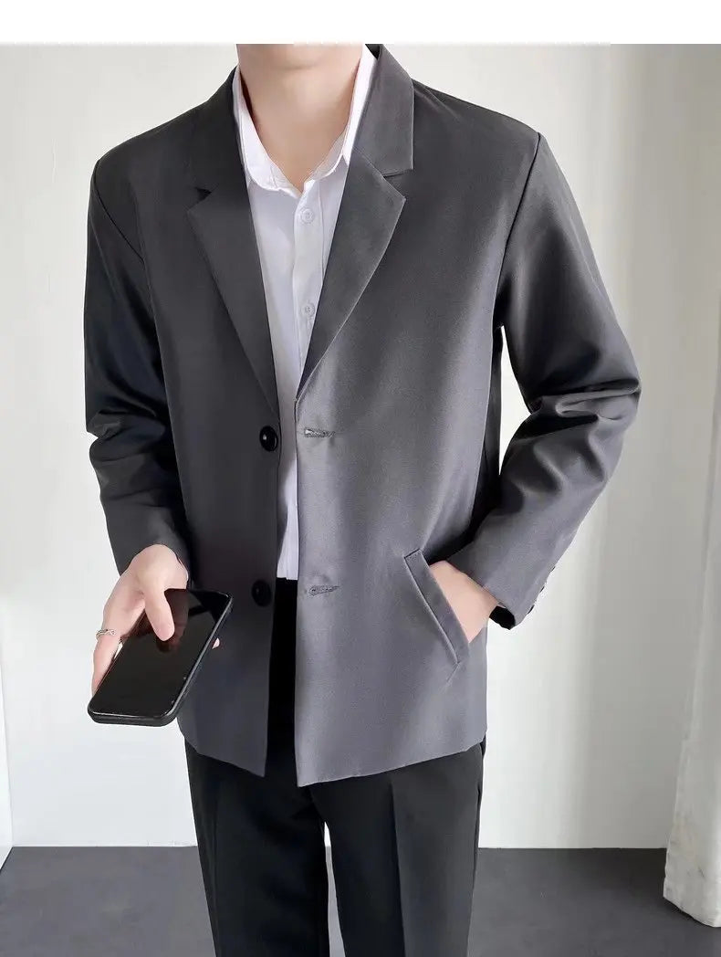 2025 men's spring and autumn casual suit jacket fashionable lightweight work office business slim fit Western style top