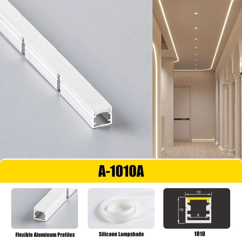 0.5/1M Bendable Led Aluminum Profile 20/30/40Mm Wide Flexible Led Channel Diffuser Curved Line Light Bar Aisle Ceiling Lighting