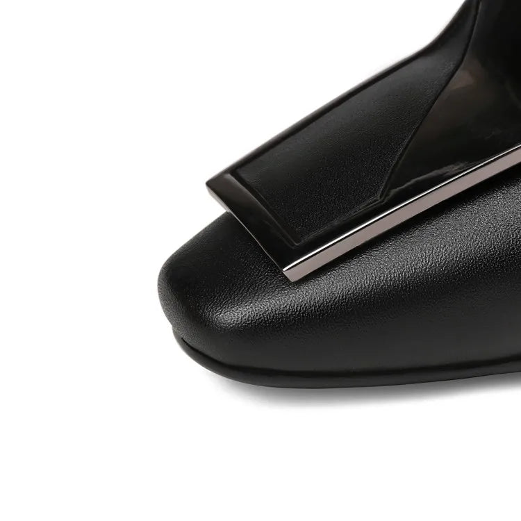 NEW Autumn/Spring Women Pumps Genuine Leather Shoes for Women Square Toe Low Heel Shoe Concise Slip-on Plus Size Handmade Shoes