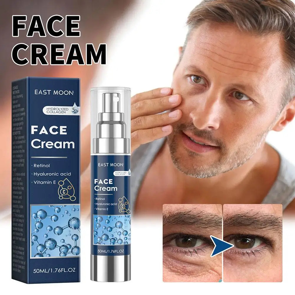 EAST MOON Men's Face Cream 50ml - Retinol, Hyaluronic Acid & Vitamin E, Deep Moisturizing Anti-Aging Oil Control for Men Care