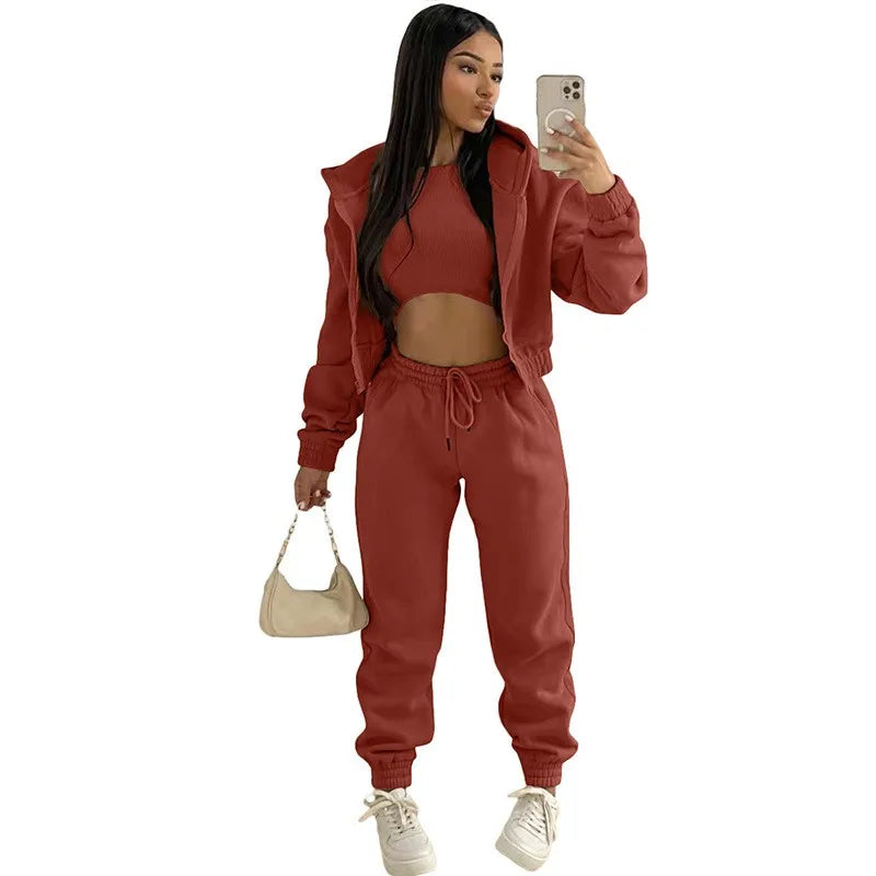 Casual Zipper Set Full Length British Style Elegant Commuting with Winter Long Sleeve Regular Sleeve Vest Plus Jacket Women Sets