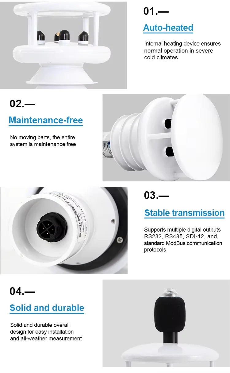 In stock New Professional Wind Solar Rain Gauge IoT Temperature Humidity Sensor PM2.5 PM10 Compact Integration Weather Station
