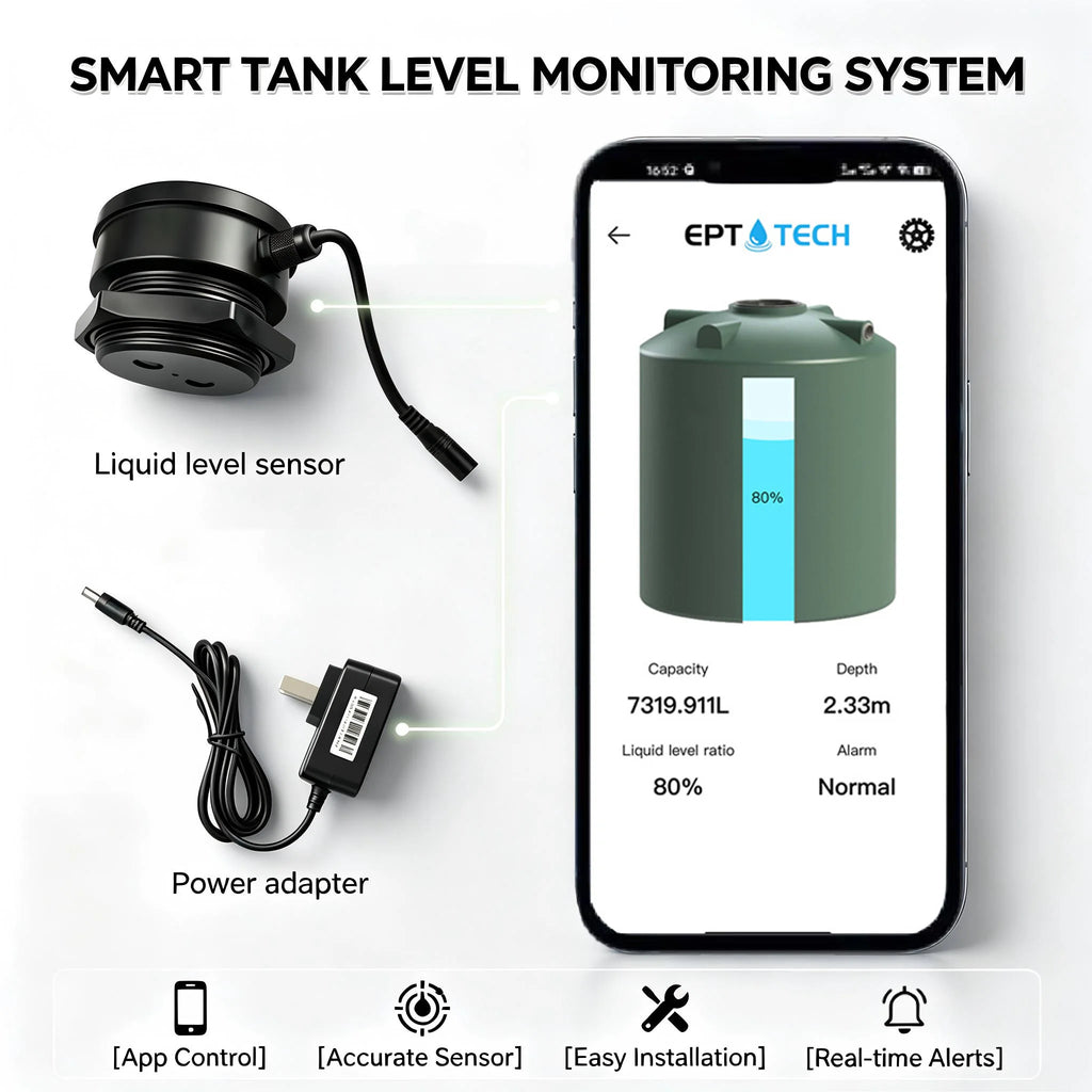 EPTTECH TLC2206-ESP 4G IoT ESP32 Ultrasonic Level Controller for Irrigation Farm Poly Rainwater Tanks & Level Monitor Remote