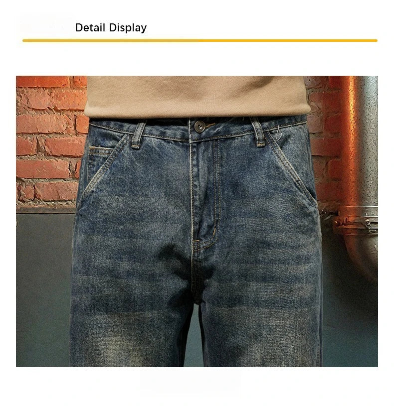 New Men's Loose Jeans Fashionable Outdoor Casual Harem Pants Retro Blue Baggy Street Hip-hop Work Pants