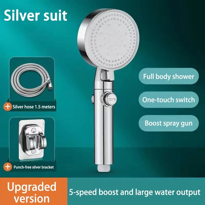 Shower Head 5 Modes Water Saving Adjustable High Pressure Showerhead Handheld Spray Hangable Bathroom Accessories Hot Selling