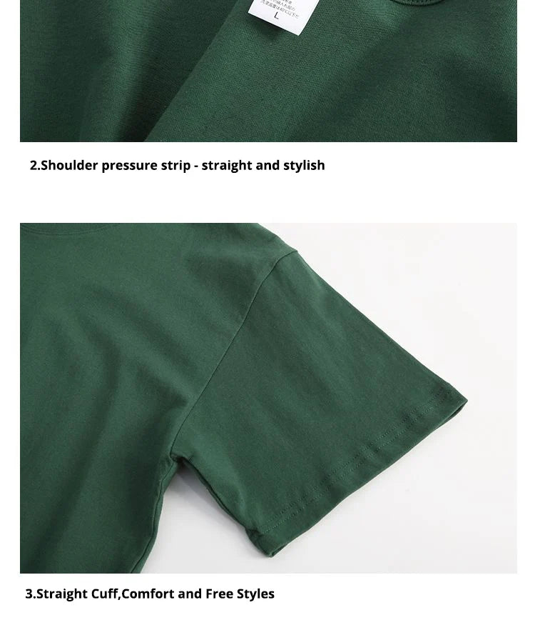 Summer 100% Cotton Men's T Shirt Bottoming Basic Fashion Short Sleeve Loose Tops Tees 230g/㎡